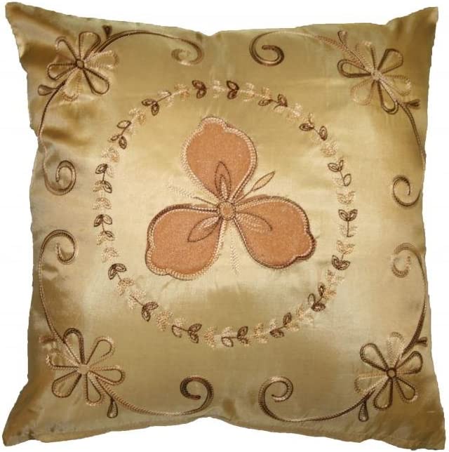 Silky Ornate Embroidered Velvet Floral design Decorative Accent Throw Pillow