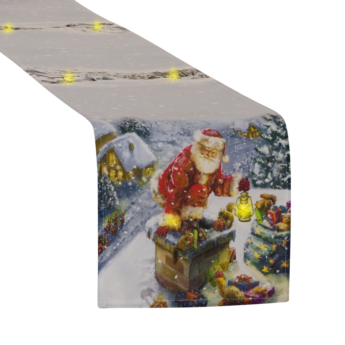 Violet Linen Glories Decorative Illuminated LED Christmas Table Runner, 12" x 70", Candles Design