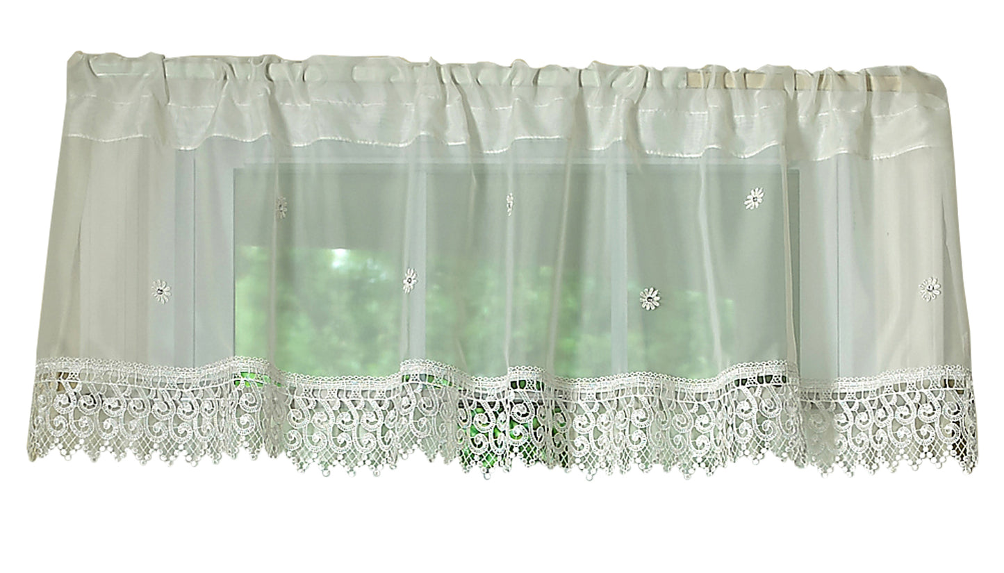 Daisy Design sheer Decorative Window Treatment Rod Pocket Curtain Straight Valance