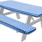 Deluxe Checkered Gingham Pattern, 3-Piece Set, Picnic Table Cover