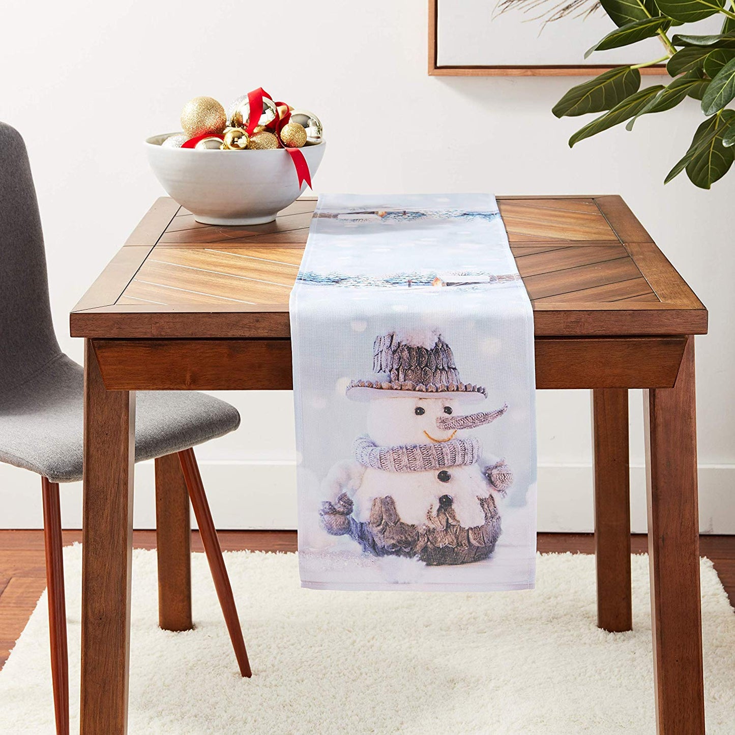 Christmas Snowed Man Decorative Table Runner