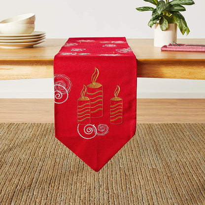 Seasonal Xmas Christmas Holiday Glories Pattern Decorative Table Runner